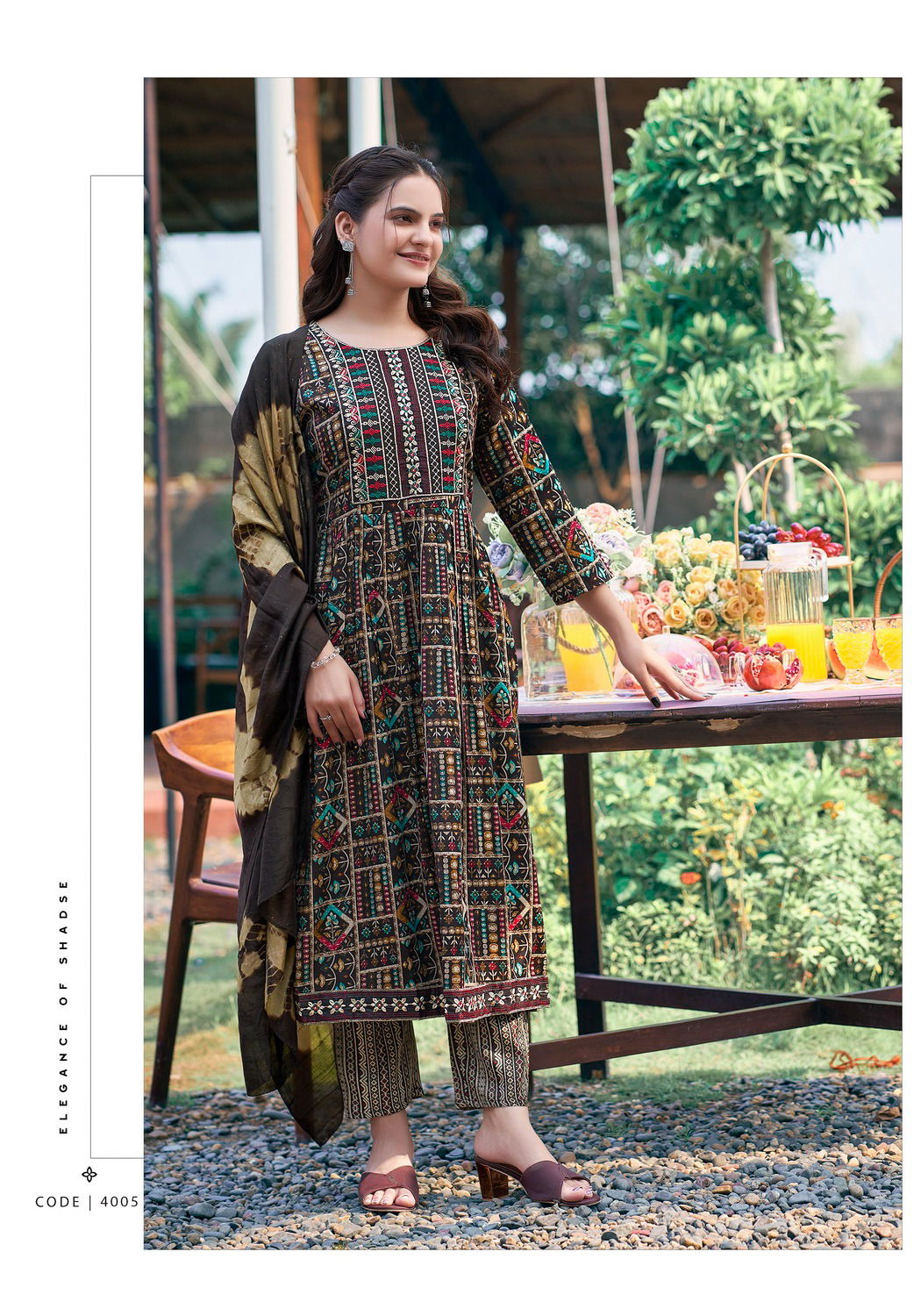 Sara Vol 4 By Mystic 9 Naira Cut Rayon Printed Kurti With Bottom Dupatta Wholesalers In Delhi
